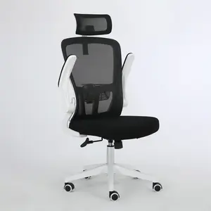 Chaise de bureau ergonomique en maille avec appui-tête réglable accoudoir plié pour salle de conférence