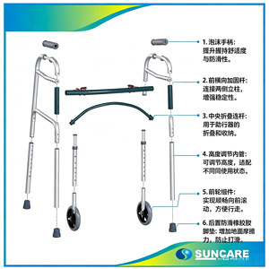 Déambulateur en alliage d'aluminium Shunkangtai SC4001FW, réglable en hauteur, pliable, pour personnes âgées, aide à la mobilité - Product Image 3