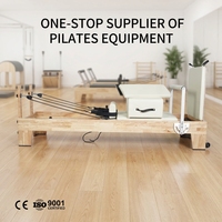 Machine de Pilates Reformer en Bois Massif Professionnelle pour la Renforcement Musculaire, Idéale pour la Maison, la Salle de Sport et l'Entraînement de Flexibilité