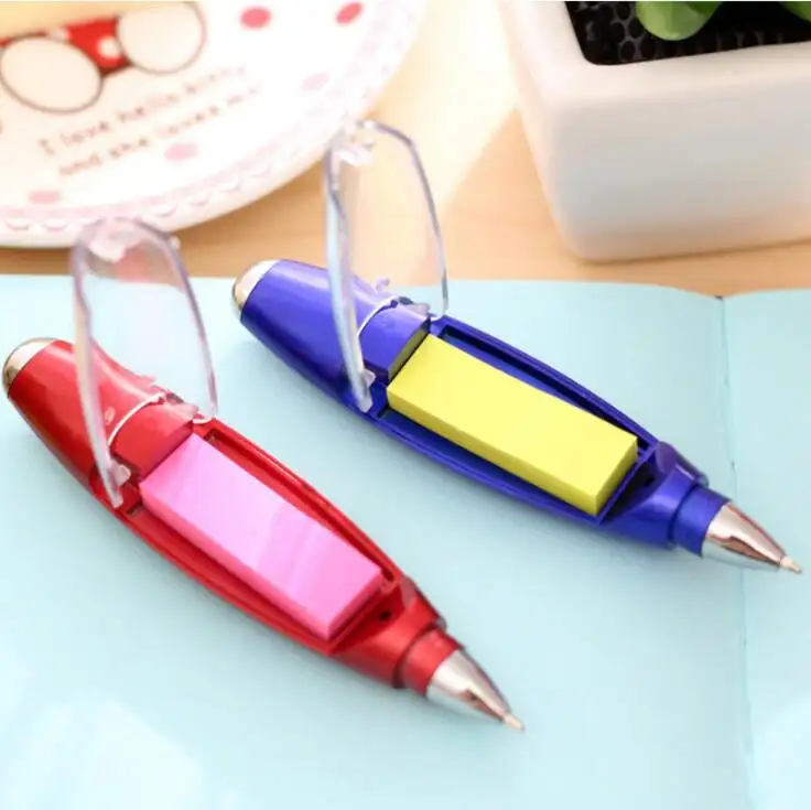 Multifunctional Ballpoint Pen Creative Stationery Sticky Notes Lanyard LED Light Pen Ballpen Blue Ink School Office Supplies