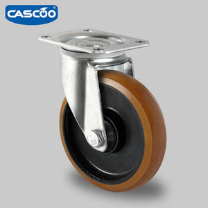 CASCOO 4 pouces PU frein pivotant raccord <span class=keywords><strong>de</strong></span> <span class=keywords><strong>plaque</strong></span> <span class=keywords><strong>de</strong></span> roulette industrielle pour chariots et conteneurs à roulettes - Product Image 4