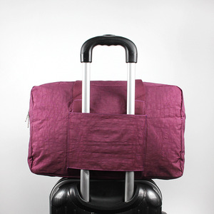 Portable Foldable Travel Duffel Bag Large Capacity Trolley Case Solid Color Outdoor Storage Bag Purple - Product Image 2