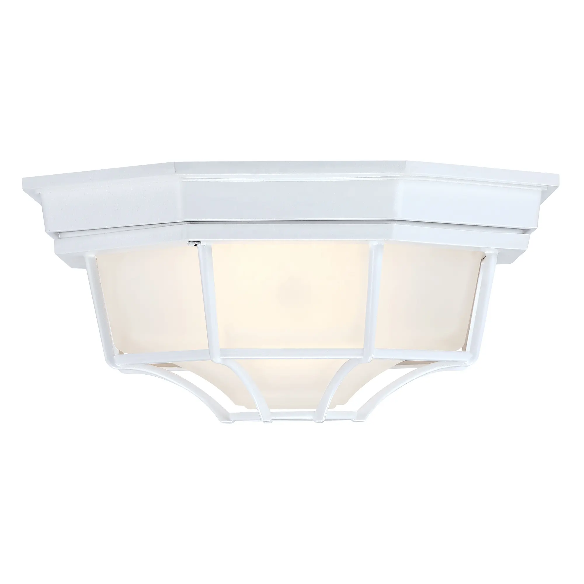 Traditional 1-light Flush Mount Frosted Shade Black White Finish Ceiling Light Aluminum Anti-rust Lighting Fixture