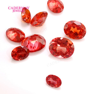 Cadermay Lab Grown Padparadscha Gemstone Oval Orange Red Loose Stone For Jewelry Making - Product Image 1