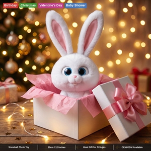 Lindo Conejo de Nieve de Peluche, Juguete de Peluche de 30 cm (0.2 kg), Orejas de Alambre Flexible, Muñeco de Algodón PP Suave, Regalo Unisex para Niños - Product Image 3