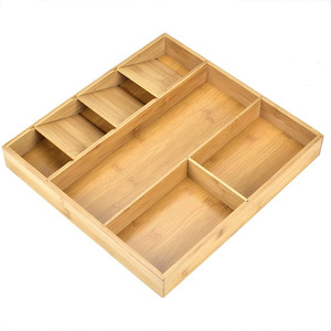 Organisateur de tiroir de cuisine extensible en bambou, pour fourchettes, couverts et autres ustensiles de table, avec compartiments extensibles. - Product Image 5