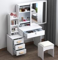 Ensemble coiffeuse et tabouret de style panneau moderne et minimaliste pour chambre à coucher, idéal pour la location et le maquillage