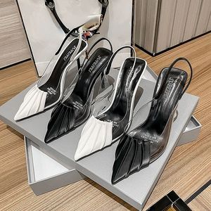 Wrinkle Sandalias Mujer Slide <b>Pointed</b> <b>Toe</b> Designer Women <b>Mules</b> <b>Pointed</b> <b>Toe</b> Women Heels 2025 - Product Image 4