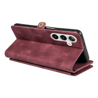 Dompet Kulit PU untuk Ponsel Samsung S24, 9 Slot Kartu + Kantong Koin Ber-resleting, Penyangga, Pemblokir RFID, 360 °   Perlindungan