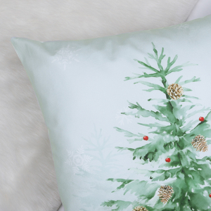 Fodere per cuscini natalizi, 4 pezzi, design invernale con albero di pino e fiocchi di neve, in morbido velluto, decorazioni per divano e poltrone - Product Image 4