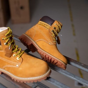 Wholesale Men's Brown Ankle-Height Work <b>Boots</b> Winter Outdoor Safety Comfort Construction Shoes Genuine Leather Lace-Up Autumn - Product Image 4