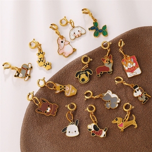 Breloque SH26 en acier inoxydable émaillé, motif chat, chien, lapin de dessin animé mignon, avec fermoir, pour bijoux d'enfants, chaussures et sacs - Product Image 1