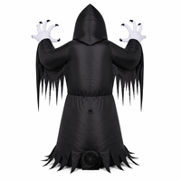 Décoration de jardin extérieure personnalisable de 1,80 m, squelette de la mort gonflable d'Halloween avec éclairage LED