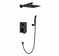 Ensemble de robinetterie de douche encastrée noir mat de 10 pouces, douche carrée murale à effet pluie avec douchette pour salles de bain minimalistes