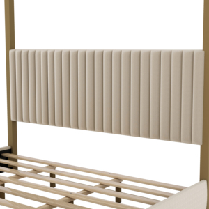 Cama Moderna King Size Ajustable y Convertible con Tapicería de Terciopelo, Plataforma con <span class=keywords><strong>Cabecera</strong></span> de Madera para Dormitorio, Muebles para el Hogar - Product Image 4