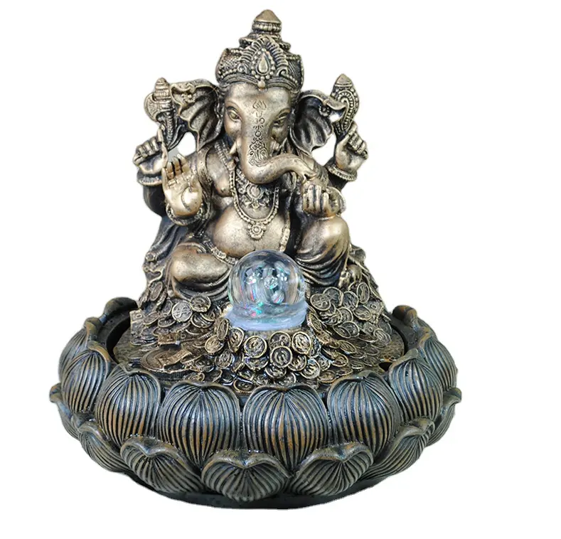 Dio indù ganesh statua indoor fontana di acqua della resina per la decorazione