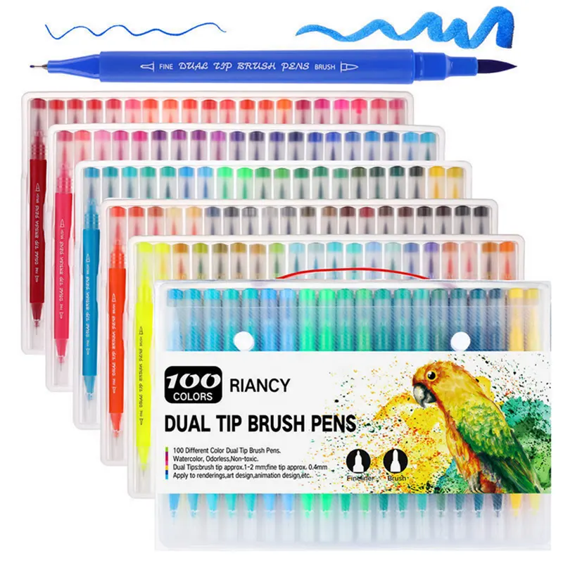 New Arrival Fineliner Art Markers Watercolor Fine Liner Dual Tip Brush Pen Set Art Marker Pen