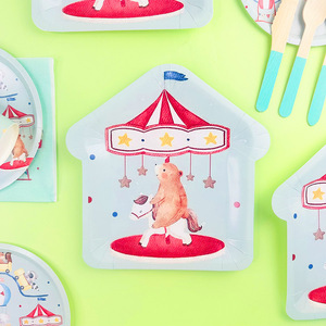 ชุดอุปกรณ์จัดงานเลี้ยงธีมสัตว์เลี้ยงในสวนสนุก DAMAI จานกระดาษ แก้วกระดาษ ผ้าเช็ดปาก สำหรับเด็ก - Product Image 1