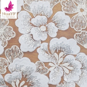Encaje nupcial blanco con lentejuelas Tela de encaje de malla Venta al por mayor Encaje de <span class=keywords><strong>tul</strong></span> - Product Image 3