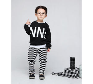 Conjunto de Ropa de Verano para Niños, Camiseta y Pantalones de Algodón a Rayas Casuales para Niños de China - Product Image 4