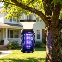 Lampe de camping solaire LED 3-en-1 + anti-moustiques, batterie 4000 mAh, grille 3000 V, 3 modes, 2 modes anti-moustiques pour usage en jardin