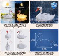 Décoration de piscine en forme de cygne flottant solaire et répulsif pour animaux - Étanche IP66 avec éclairage LED chaud, art flottant réaliste pour le jardin