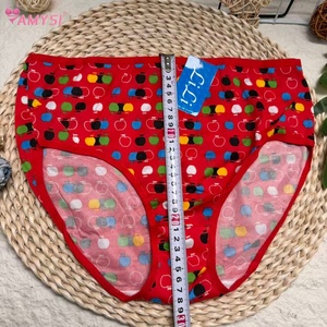 Amysi 587 #   Ventes en gros de culottes pour femmes, sexy, douces, à coupe haute, fines, à motif de petites pommes, imprimées de fleurs - Product Image 6