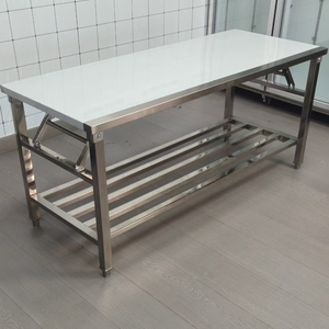 Mesa de Centro Rectangular de Acero Inoxidable 201 SS Comercial VICTORY KITCHEN, Resistente, con Capacidad de 200 kg, para Hoteles y Restaurantes - Product Image 2
