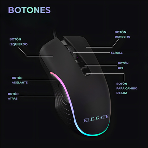 เมาส์คอมพิวเตอร์แบบมีสาย ELE-GATE พร้อมไฟ RGB และปุ่มปรับ DPI - Product Image 4