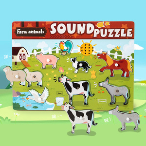 Tablero de instrumentos musicales de educación temprana para niños, divertido rompecabezas tridimensional de madera, sonidos de tráfico de animales, juguete para bebé - Product Image 6