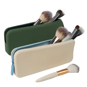 Custom Logo Portable Travel Silicone Cosmetic Pouch Container Makeup Brush Holder Case