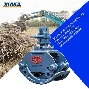 Mini agarre XUVOL OEM para excavadora de jardín, máquina trituradora de 1,8-3 toneladas, trituradora de piedra, pinza para troncos