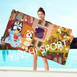 Fabricantes Odm Custom blueys Impreso <span class=keywords><strong>Toalla</strong></span> de playa de microfibra <span class=keywords><strong>Toalla</strong></span> de playa de baño personalizada de secado rápido grande con logotipo - Product Image 6