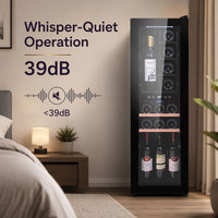 Enfriador de Vino Delgado de 90L para Debajo del Mostrador - Vinoteca Independiente con Bajo Consumo de Energía y Estructura de Acero Inoxidable