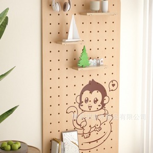 Qiqi Pegboard Wall <b>Shelf</b> Rectangle Wood Storage <b>Rack</b> With Elephant Design For Living Room Entrance Hall - Product Image 3
