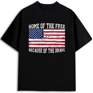 Camiseta para hombre Home Of The Free Because Of The Brave, 100% algodón, corte regular, camiseta de manga corta estampada - Product Image 1