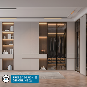 आधुनिक न्यूनतम बेडरूम फर्नीचर सेट कपड़े अलमारी कैबिनेट - Product Image 1