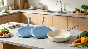 Set di 3 Padelle Antiaderenti in Ceramica, con Manico, Senza PFAS, Lavabili in Lavastoviglie, Adatte al <span class=keywords><strong>Forno</strong></span>, Blu Cielo - Product Image 4