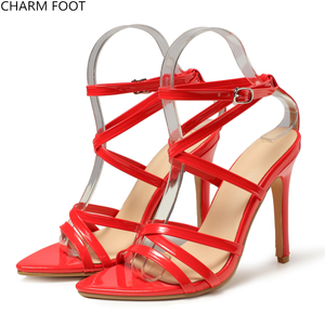 2020 Alla Moda di Estate Del Partito di Colore Giallo Open Toe <span class=keywords><strong>Sandali</strong></span> Degli Alti Talloni - Product Image 4