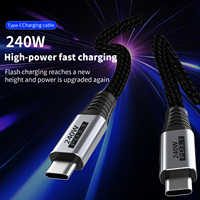 Cable USB-C de Nailon Trenzado de 240W PD3.0 con Carga Rápida de 3A, 3FT/6FT, para Computadora, Teléfono Móvil, Reloj Inteligente, Automóvil y Banco de Energía