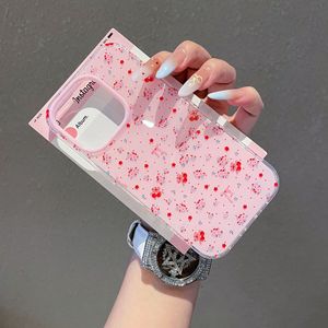 Style français Portable pour 16promax étui <span class=keywords><strong>de</strong></span> téléphone portable pour Apple IPhone15 petite poignée <span class=keywords><strong>de</strong></span> téléphone en TPU Design papillon cerise florale pour - Product Image 5