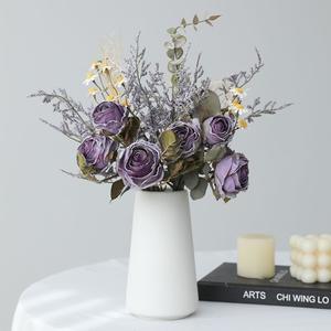 Bouquet Artificiale di Rose e Piccole Margherite in Seta, Composizione Floreale per Soggiorno, Tavolo da Pranzo/Caffè, Accessori per <span class=keywords><strong>Fotografia</strong></span>, <span class=keywords><strong>Arte</strong></span> Floreale - Product Image 2