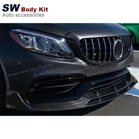 Lèvre avant en fibre de carbone style BS pour Mercedes-Benz Classe C W205 C63 2015-2021, séparateur avant, pare-chocs de voiture, pièces et accessoires automobiles