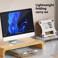 Nouvelle arrivée : support de refroidissement pour ordinateur portable pliable à rotation 360 degrés, base en bois rotative, support en métal pour tablettes et ordinateurs portables
