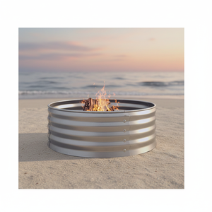 Anneau de feu rond en acier galvanisé au charbon de bois de 36 pouces Silver Brasier Outdoor - Product Image 1