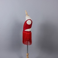 Spandex rouge rouge appliques justaucorps de danse adulte enfant robe de danse latine belle gland scène Performance vêtements de danse