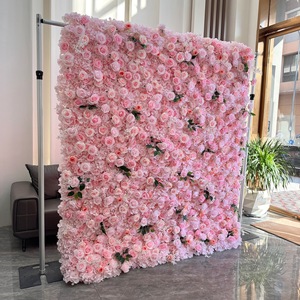 <b>Artificial</b> European Style Roll up Flower Wall 8ft X 8ft 5D 3D Backdrop with Lotus for Wedding Party Christmas Decoration - Product Image 3
