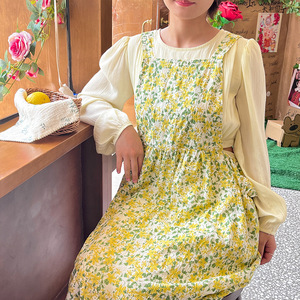 Seersucker Floral Apron Fashion Green Oil Resistant All Cotton Daily Use Kitchen Gardening - Product Image 4