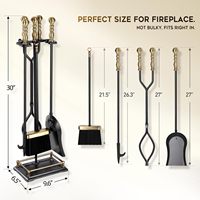Ensemble d'accessoires de cheminée en fer noir poli moderne Foyers extérieurs intérieurs et porte-bûches Vente en gros directe d'usine