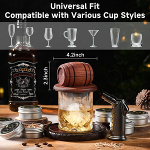 Juego de regalos para hombre, 6 sabores, astillas de madera, juego de Infusor de cóctel de bebida antigua, Kit de ahumador de whisky con antorcha - Product Image 6